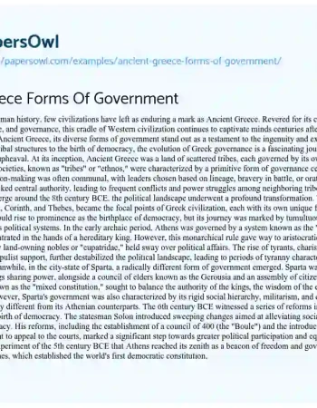 Essay on Ancient Greece Forms of Government