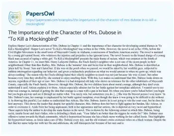 Essay on The Importance of the Character of Mrs. Dubose in “To Kill a Mockingbird”