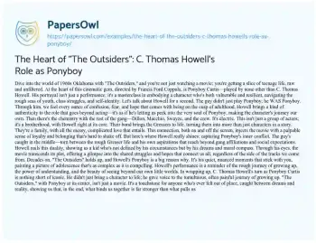 Essay on The Heart of “The Outsiders”: C. Thomas Howell’s Role as Ponyboy