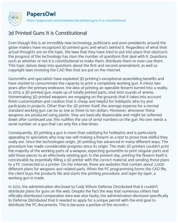 Essay on 3d Printed Guns It is Constitutional