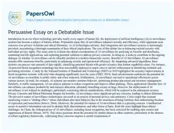 Essay on Persuasive Essay on a Debatable Issue