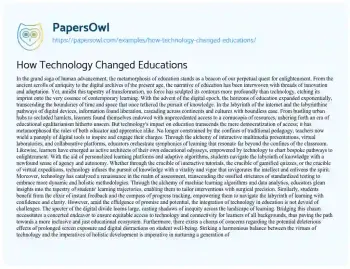 Essay on How Technology Changed Educations