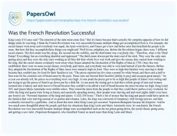 Essay on Was the French Revolution Successful