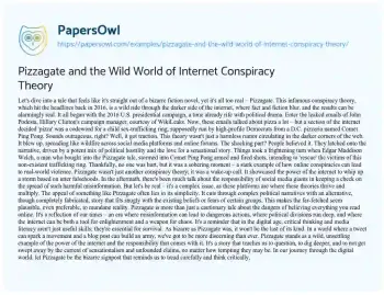 Essay on Pizzagate and the Wild World of Internet Conspiracy Theory