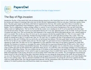 Essay on The Bay of Pigs Invasion