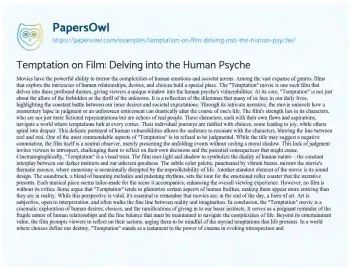 Essay on Temptation on Film: Delving into the Human Psyche