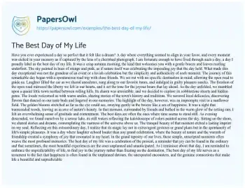 Essay on The Best Day of my Life