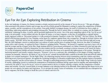 Essay on Eye for an Eye: Exploring Retribution in Cinema