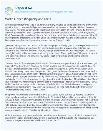 Essay on Martin Luther: Biography and Facts