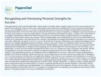 Essay on Recognizing and Harnessing Personal Strengths for Success