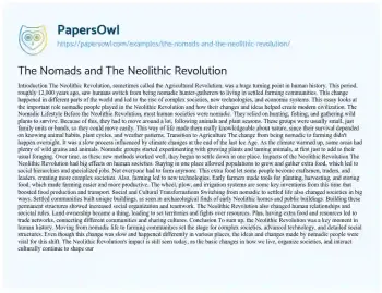 Essay on The Nomads and the Neolithic Revolution