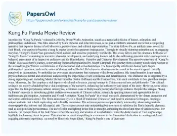 Essay on Kung Fu Panda Movie Review