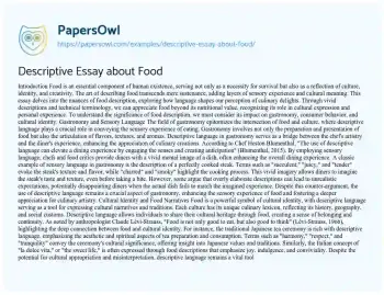 Essay on Descriptive Essay about Food