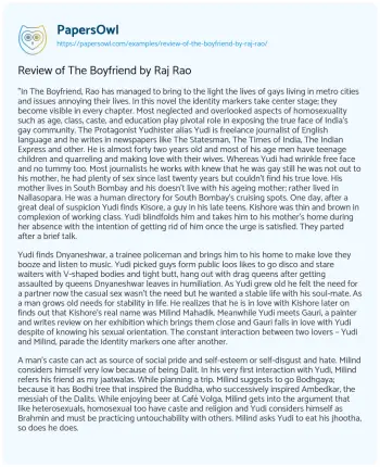 Essay on Review of the Boyfriend by Raj Rao