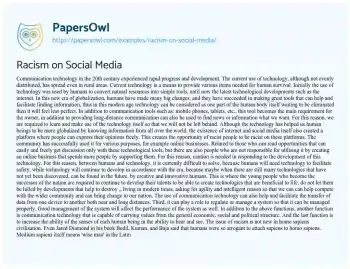 Essay on Racism on Social Media