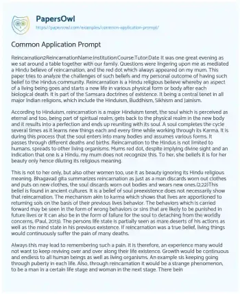 Essay on Common Application Prompt