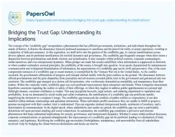 Essay on Bridging the Trust Gap: Understanding its Implications