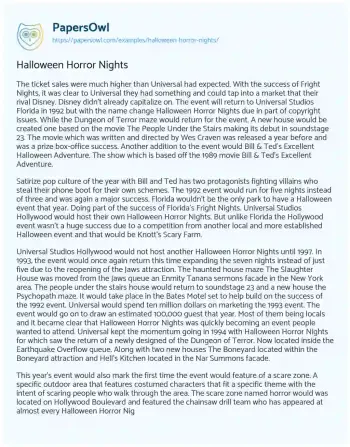 Essay on Halloween Horror Nights