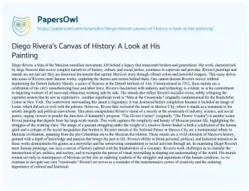 Essay on Diego Rivera’s Canvas of History: a Look at his Painting