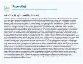 Essay on Why Smoking should be Banned