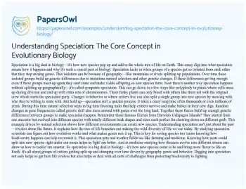 Essay on Understanding Speciation: the Core Concept in Evolutionary Biology