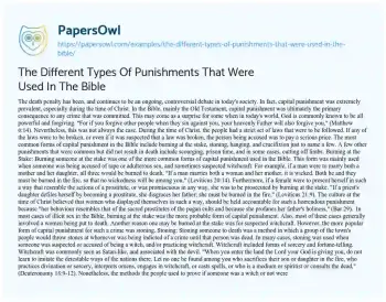 Essay on The Different Types of Biblical Punishments