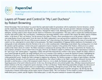 Essay on Layers of Power and Control in “My Last Duchess” by Robert Browning