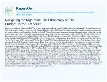 Essay on Navigating the Nightmare: the Chronology of ‘The Grudge’ Horror Film Series