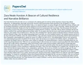 Essay on Zora Neale Hurston: a Beacon of Cultural Resilience and Narrative Brilliance