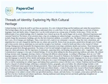 Essay on Threads of Identity: Exploring my Rich Cultural Heritage