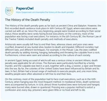 Essay on The History of the Death Penalty