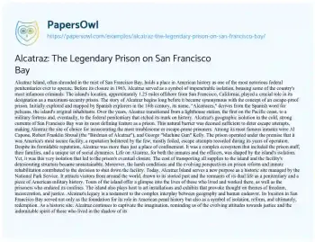 Essay on Alcatraz: the Legendary Prison on San Francisco Bay