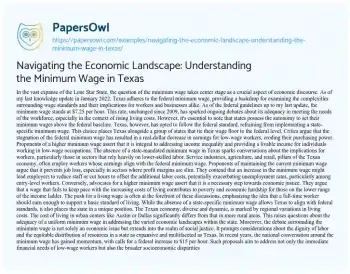 Essay on Navigating the Economic Landscape: Understanding the Minimum Wage in Texas