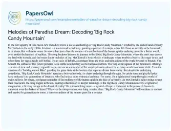 Essay on Melodies of Paradise Dream: Decoding ‘Big Rock Candy Mountain’