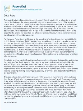 Essay on Date Rape