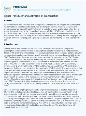 Essay on Signal Transducer and Activators of Transcription