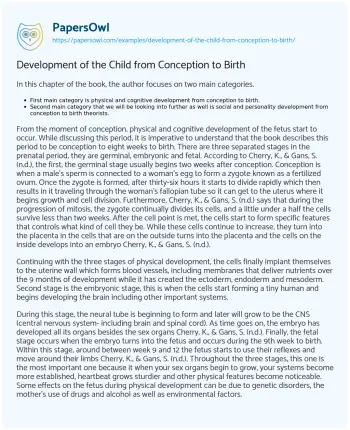 Essay on Development of the Child from Conception to Birth