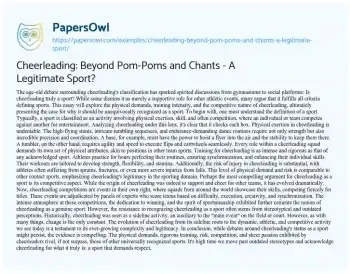 Essay on Cheerleading: Beyond Pom-Poms and Chants – a Legitimate Sport?