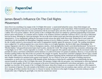 Essay on James Bevel’s Influence on the Civil Rights Movement