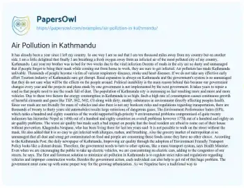 Essay on Air Pollution in Kathmandu