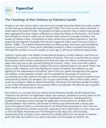 Essay on The Teachings of Non-Violence by Mahatma Gandhi