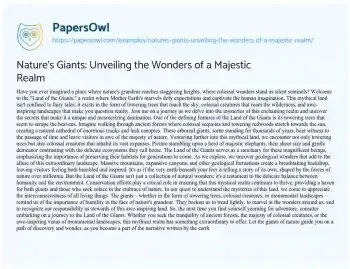 Essay on Nature’s Giants: Unveiling the Wonders of a Majestic Realm