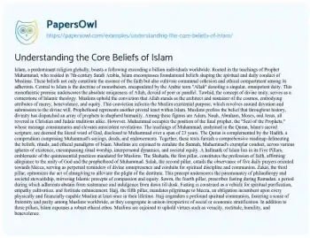 Essay on Understanding the Core Beliefs of Islam