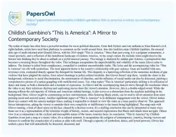 Essay on Childish Gambino’s “This is America”: a Mirror to Contemporary Society