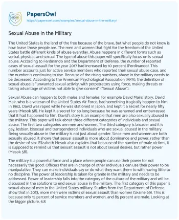 Essay on Sexual Abuse in the Military