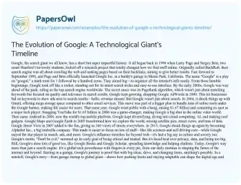 Essay on The Evolution of Google: a Technological Giant’s Timeline