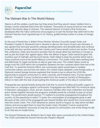 Essay on The Vietnam War in the World History