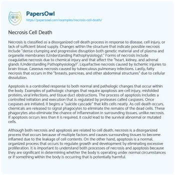 Essay on Necrosis Cell Death