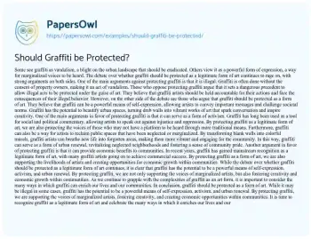 Essay on Should Graffiti be Protected?