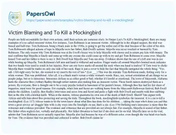 Essay on Victim Blaming and to Kill a Mockingbird